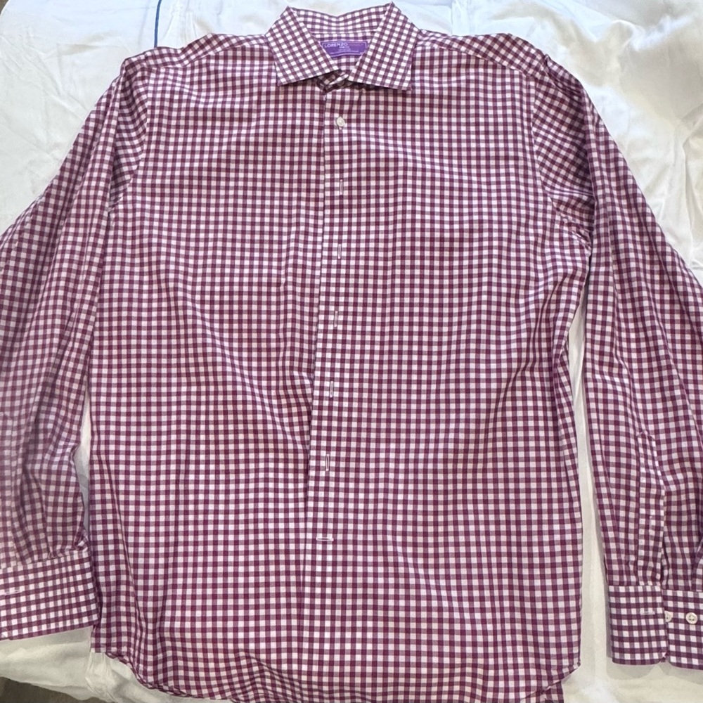Lorenzo Uomo Burgundy Checkered Button Down Shirt